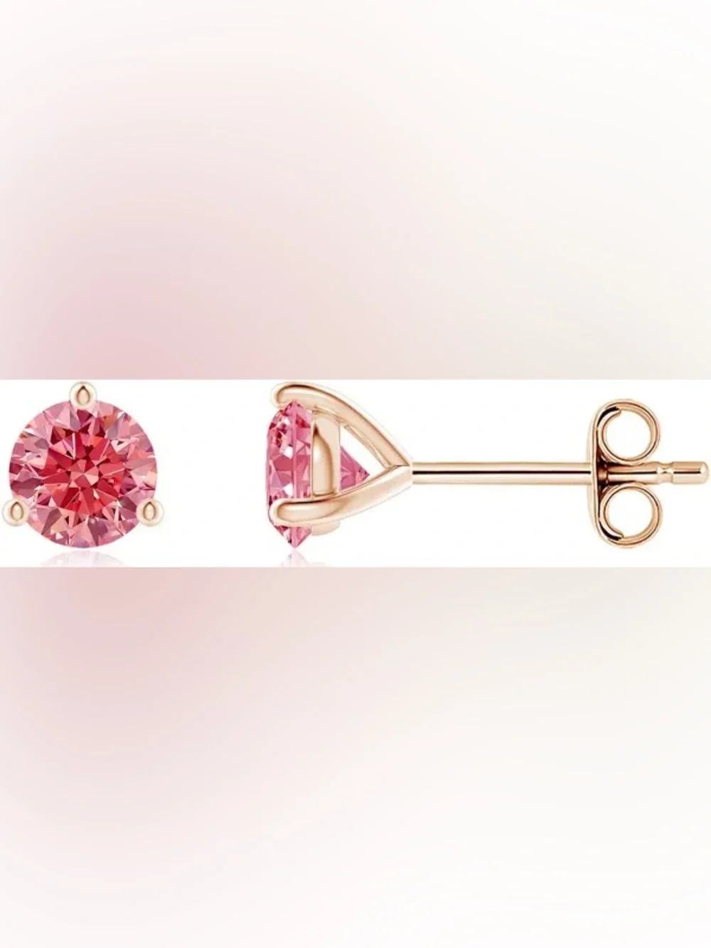 Women's Rose Gold Pink Crystal Stud Earrings